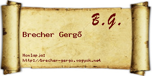Brecher Gergő névjegykártya